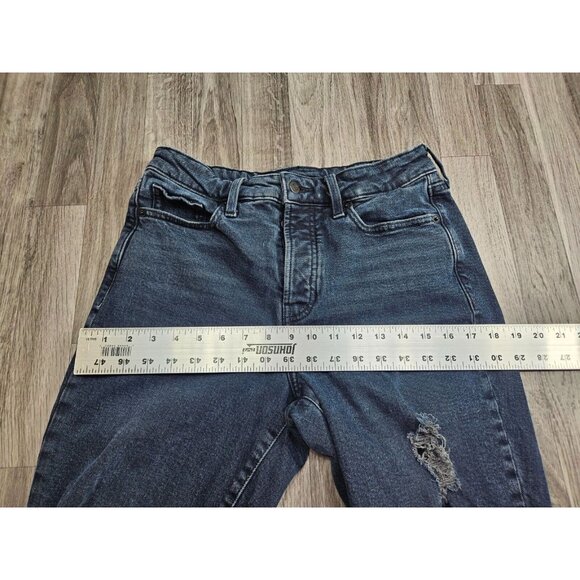 (3/$35) Old Navy Button Fly High Rise Straight Distressed Black Grey Jeans - Picture 8 of 11